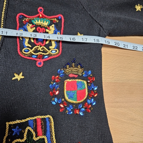 Michael Simon Beaded Black Cardigan Sweater Medium - Picture 5 of 9